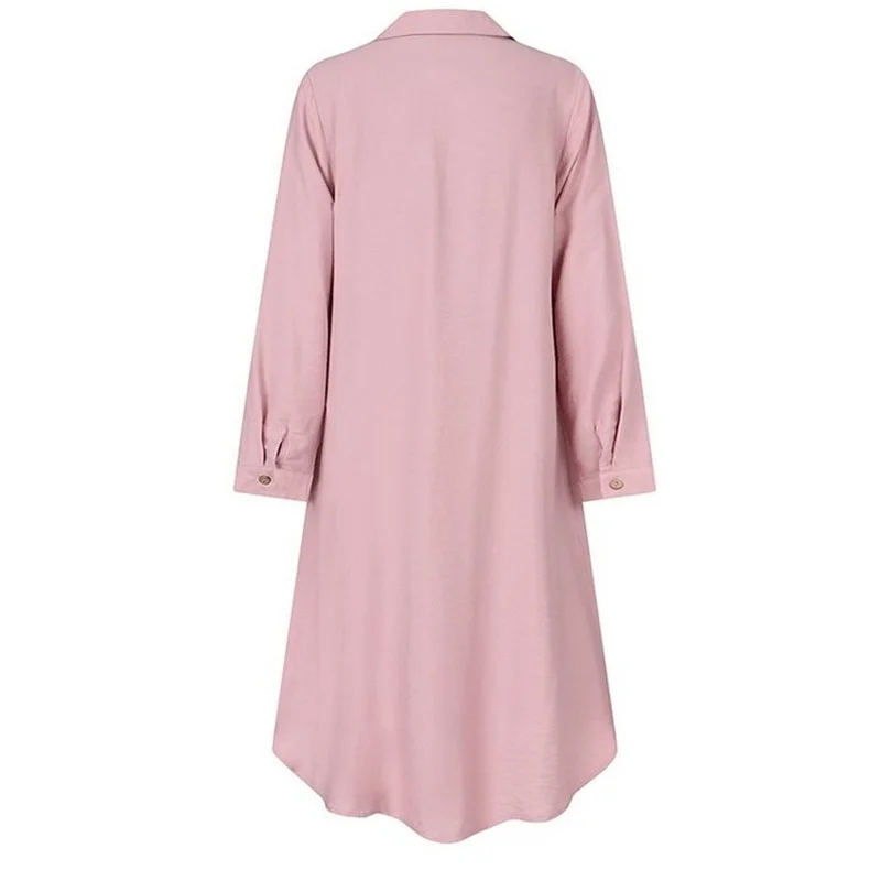 

Donsignet Woman Dress New 2021 Spring/Autumn Mid-length Solid Color Dress Commuter Simple Cardigan Loose Dress Single Breasted