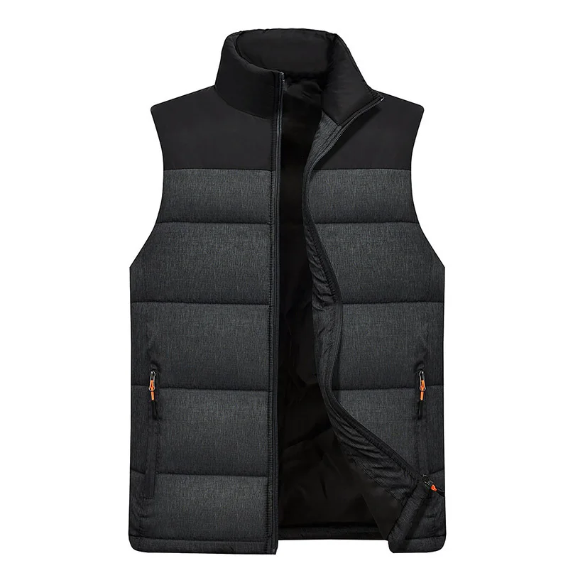 

Foreign trade new style men's autumn and winter outdoor down cotton vest jacket thickened stand-up collar plus size blouse