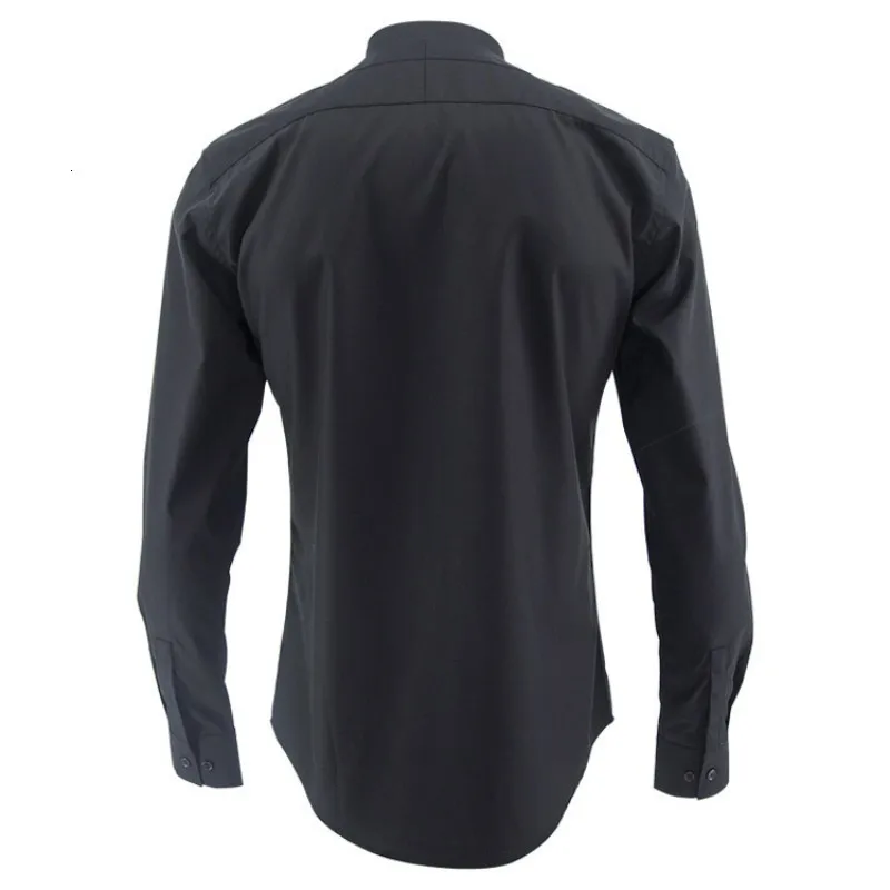 Мужская деловая рубашка с длинным рукавом белая/черная приталенная цветочной