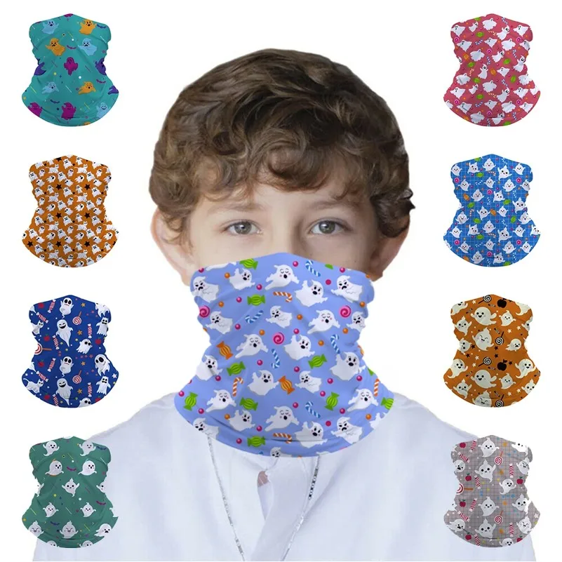 

Halloween Ghost Bandanas Hiking Scarf Kids Headwear Turban Hand Band Seamless Magic Scarves Outdoor Cycling Headband Face Mask