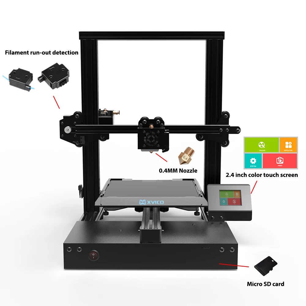 XVICO 3D принтер DIY-Kit FDM impresora Алюминиевый Печатный станок с большим размером печати