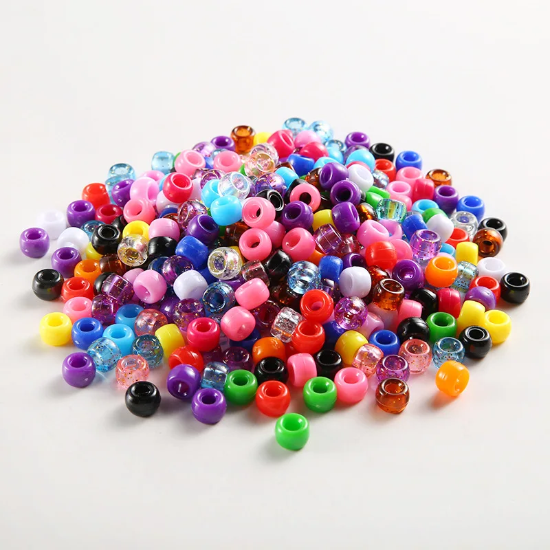 

Wholesale 500g 15 styles of handmade beaded 6*9mm large hole colorful loose beads for making jewelry DIY materials for girls toy