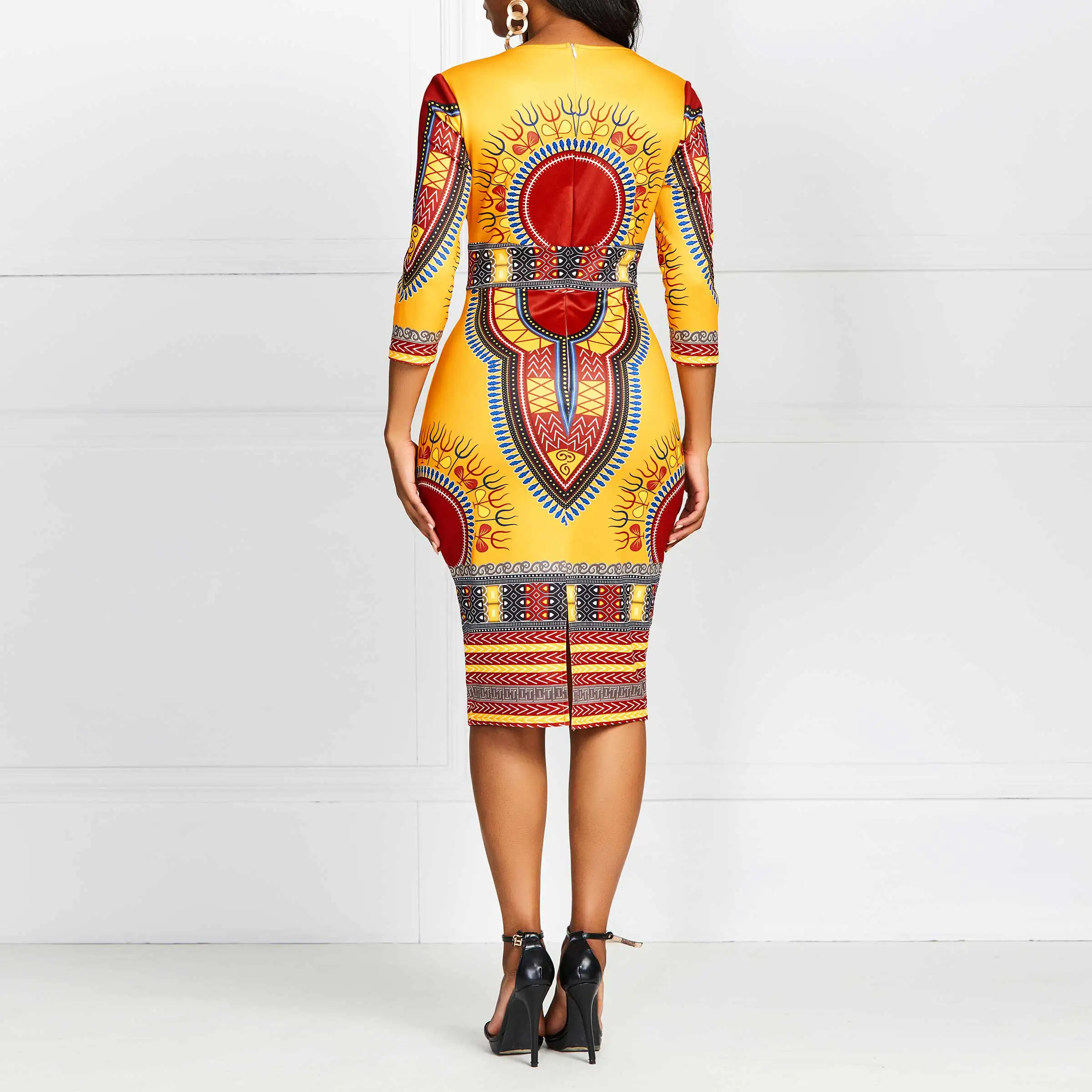 Модное платье в африканском стиле с этническим принтом женское офисное