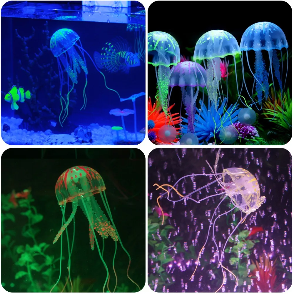 

Colorful Artificial Glowing Effect Jellyfish Fish Tank Aquarium Decor Mini Submarine Ornament Decoration Aquatic Pet Supplies