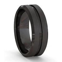 8mm black fashion ring for men alloy simple groove matte brushed surface mens wedding bands men rings anniversary