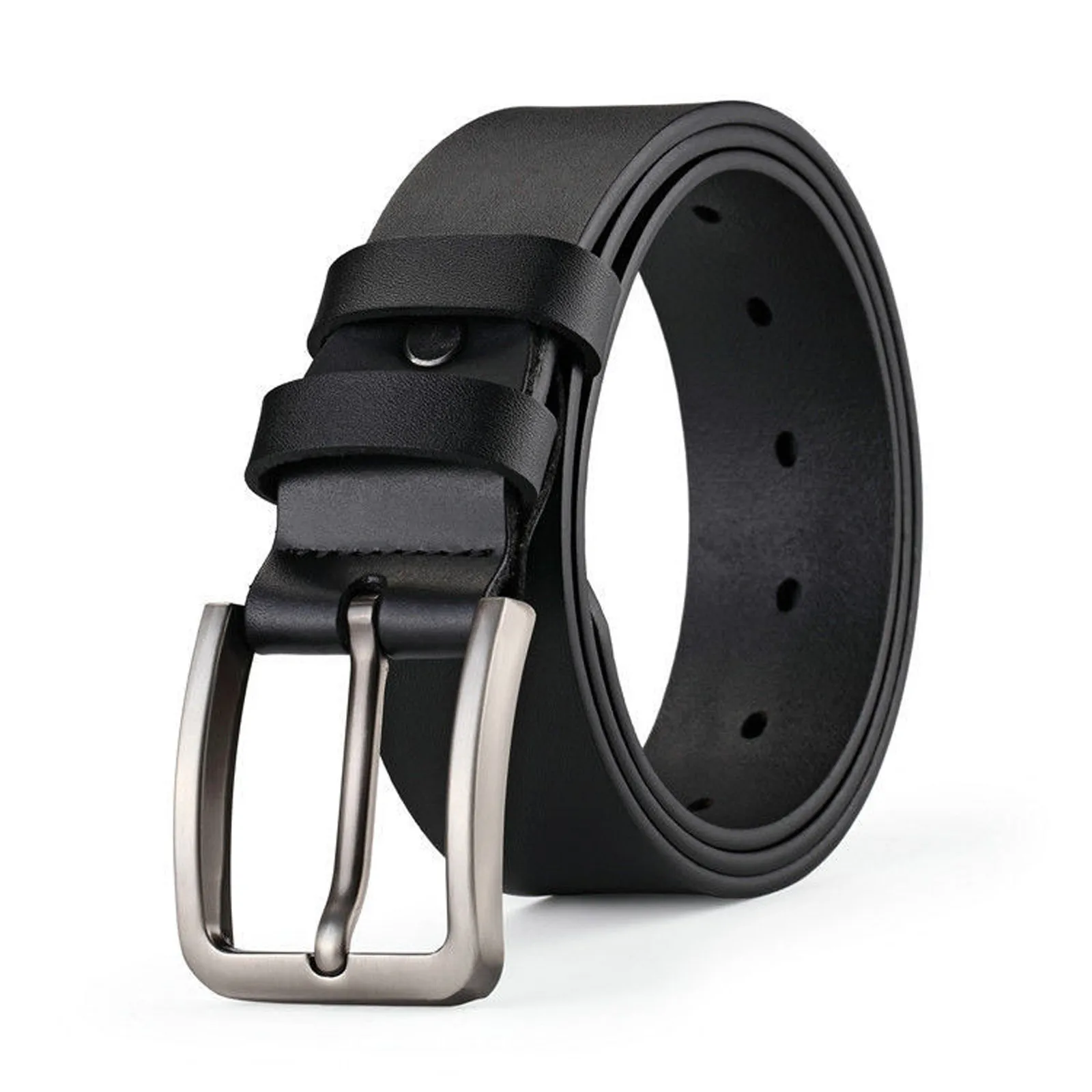 

Cowhide Pin Buckle Belt Men's Single Layer Leather Perforated Belt Cinturones Para Mujer Belts Homme 2021