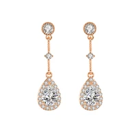 luxury 925 silver jewelry drop earrings water drop shape zircon gemstone earring ornaments for women wedding promise party gift