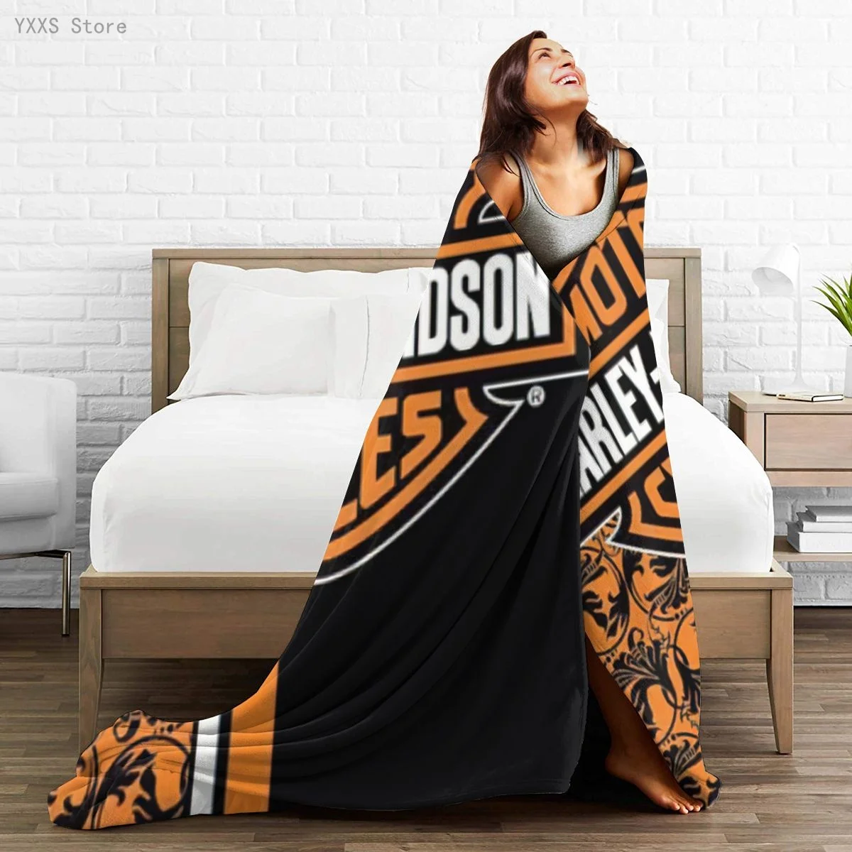 

Harley-Davidson 3D Cartoon Sherpa Blanket Warm Super Soft Flannel Office Nap Bedspread Sofa Bedding Plush Quilt Plaids 291777151