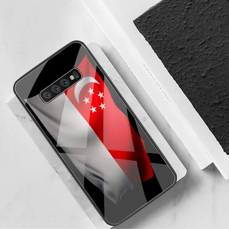 YJZFDYRM Флаг Сингапура мягкий чехол для телефона из закаленного стекла Samsung S20 Plus S7 S8