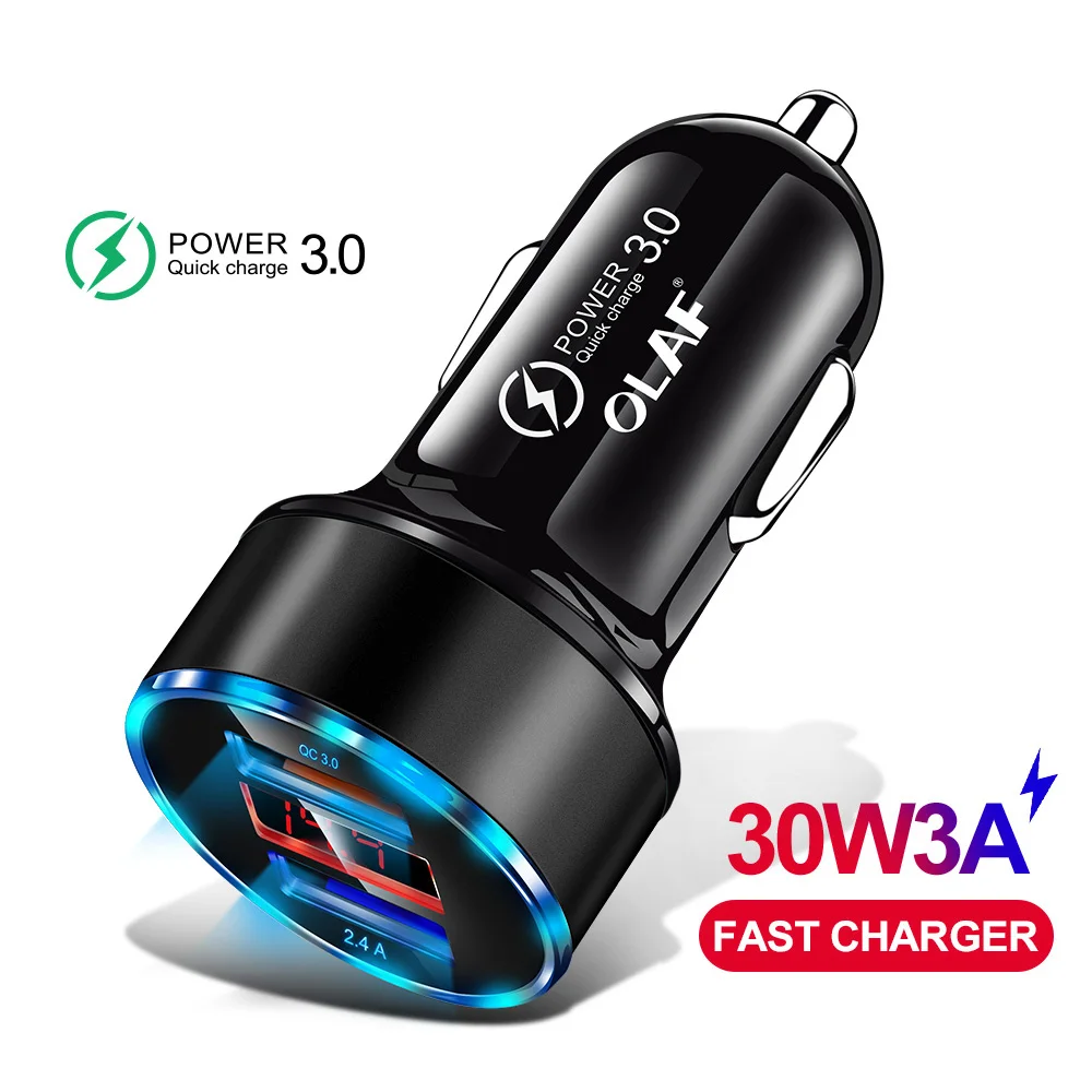 Black Олаф 30 Вт 3A Quick Charge 3,0 зарядных порта USB для автомобиля Зарядное устройство для Xiaomi Mi huawei Supercharge SCP QC3.0 быстрый USB автомобильный держатель для телефона для быстрой зарядки - Тип штекера: Black