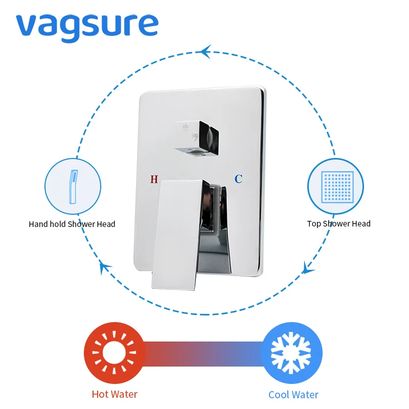 CUPC Сертифицированный скрытый латунный хромированный кран смеситель для ванной и
