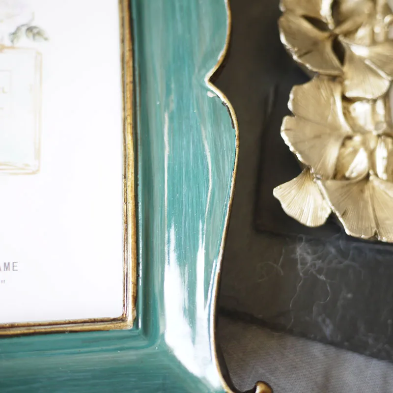 2 Pcs New Resin Retro Photo Frame Home Decorations - Blackish Green &amp Golden Ginkgo Leaf | Электроника