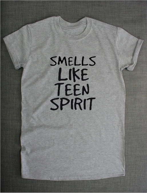 Футболка женская хлопковая с надписью Smells Like Teen Spirit K296 | Женская одежда