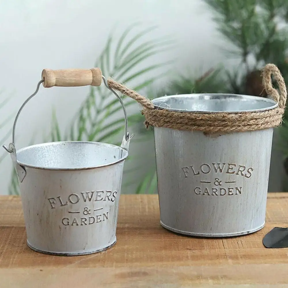 Милый Винтажный цветочный горшок ведро маленького размера для растений