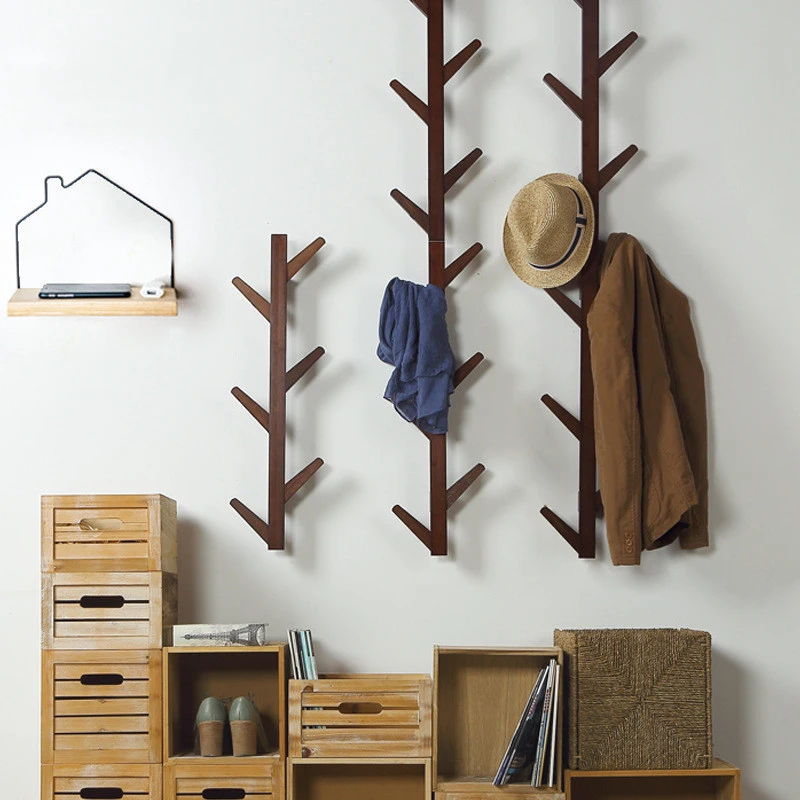 

Mrosaa Bamboo Wooden Hanging Coat Rack Wall Hook Clothes Hanger Living Room Bedroom Wall Shelf Decoration Hanger 6/8/10 Hooks