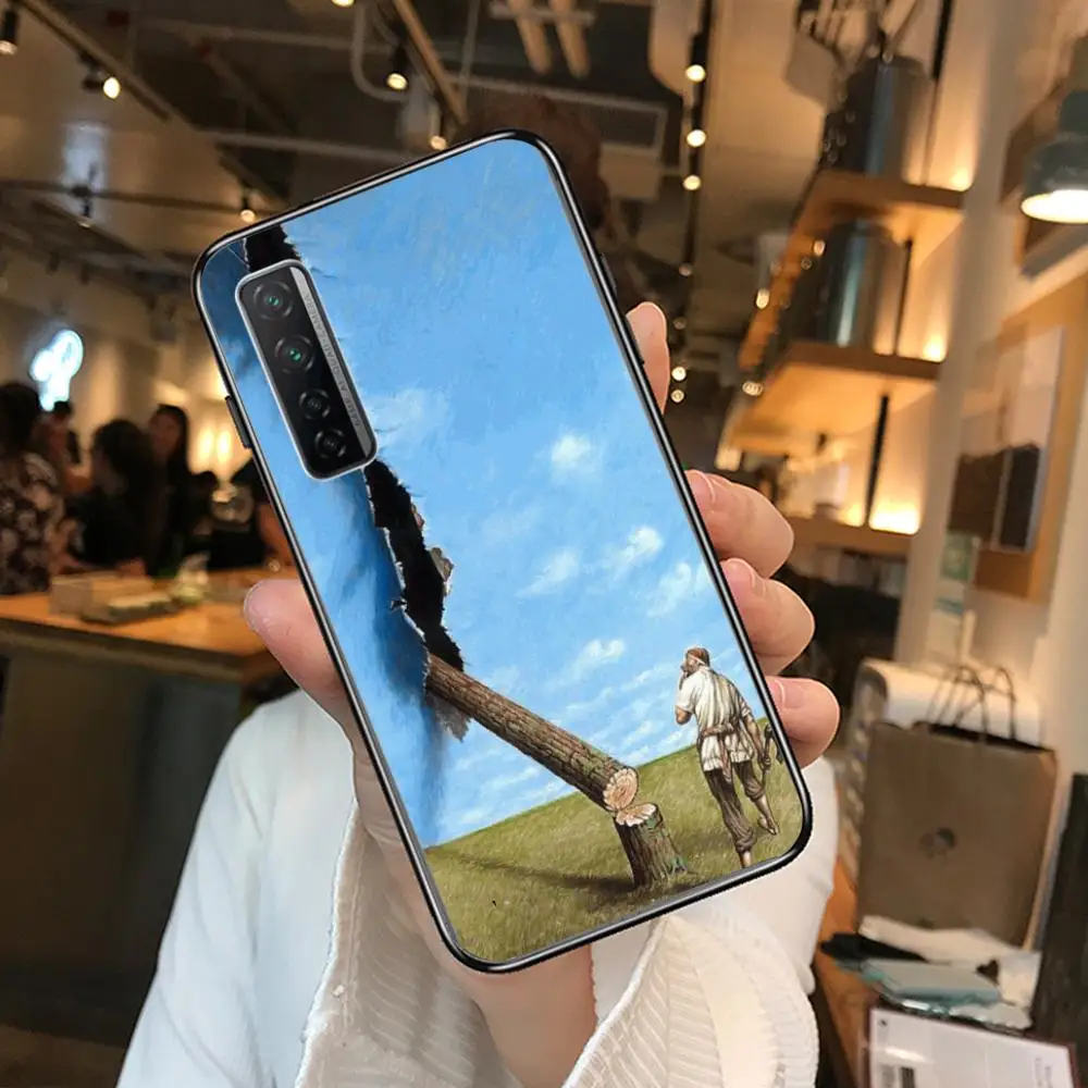

Art illusion Phone Case For Huawei Nova 2 3 4 5 6 7 8 SE i E Pro Lite Black Etui Coque Painting Hoesjes comic fashion