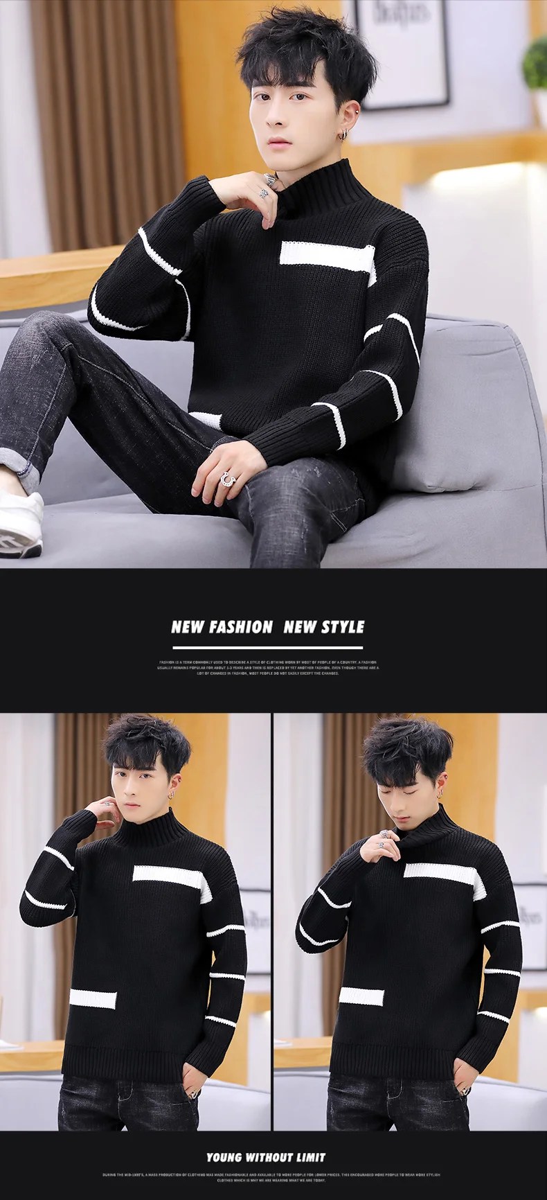 Winter High Neck Thick Warm Sweater Men Turtleneck Brand Mens Sweaters Slim Fit Pullover Men Knitwear Male clothes