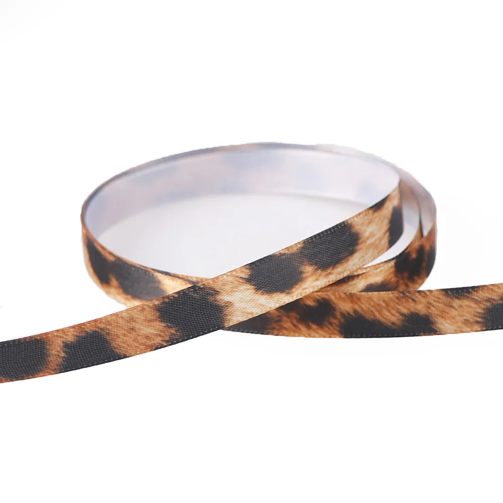 

10Yards 10/15/25/40mm Leopard Print Printed Polyester Ribbons Transfer Printed Grosgrain Clothing DIY Handmade Materials
