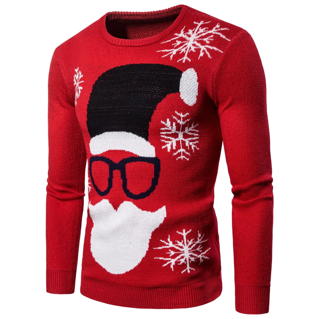 Рождественский пуловер для мужчин Pull Homme Новинка Санта Клаус Снежинка печати трикотажные O-Veck мужчин s свитер платье теплые свитера цвета Омбре - Цвет: Red