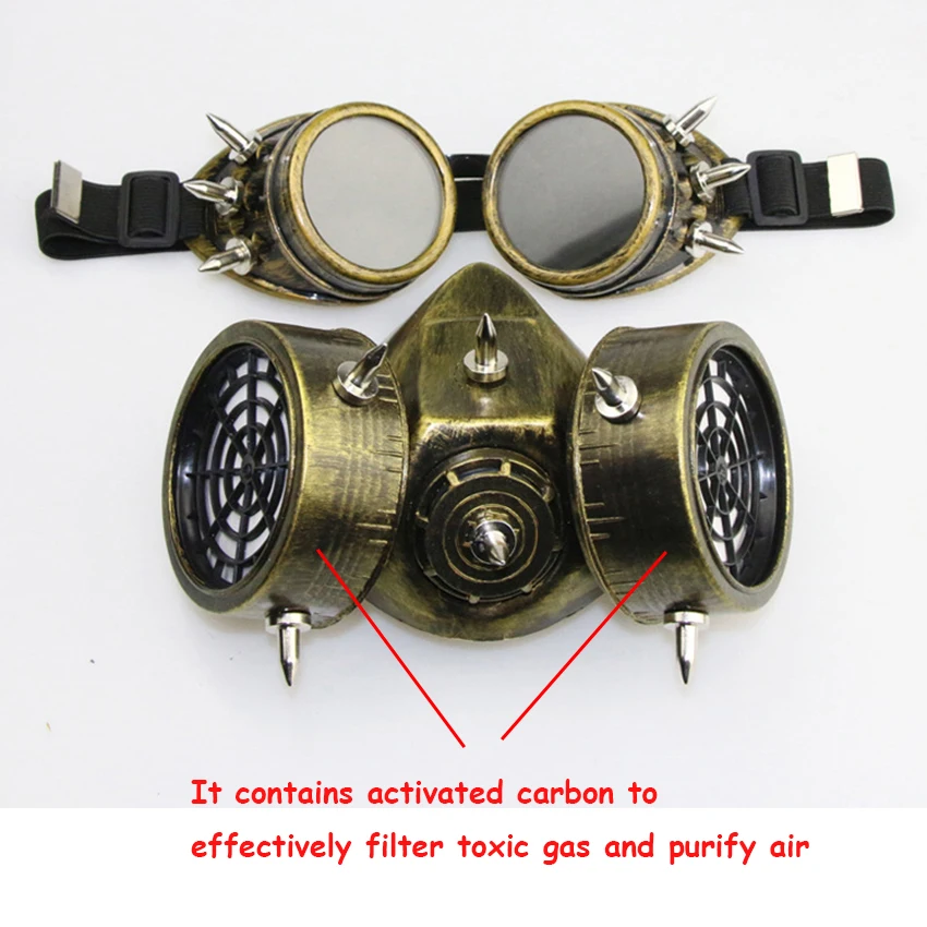 Противовирусная маска с активированным углем в стиле стимпанк для лица