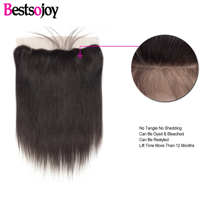 Прямые волосы Bestsojoy с пряди 13x4 прямые человеческие без повреждений фронтальным