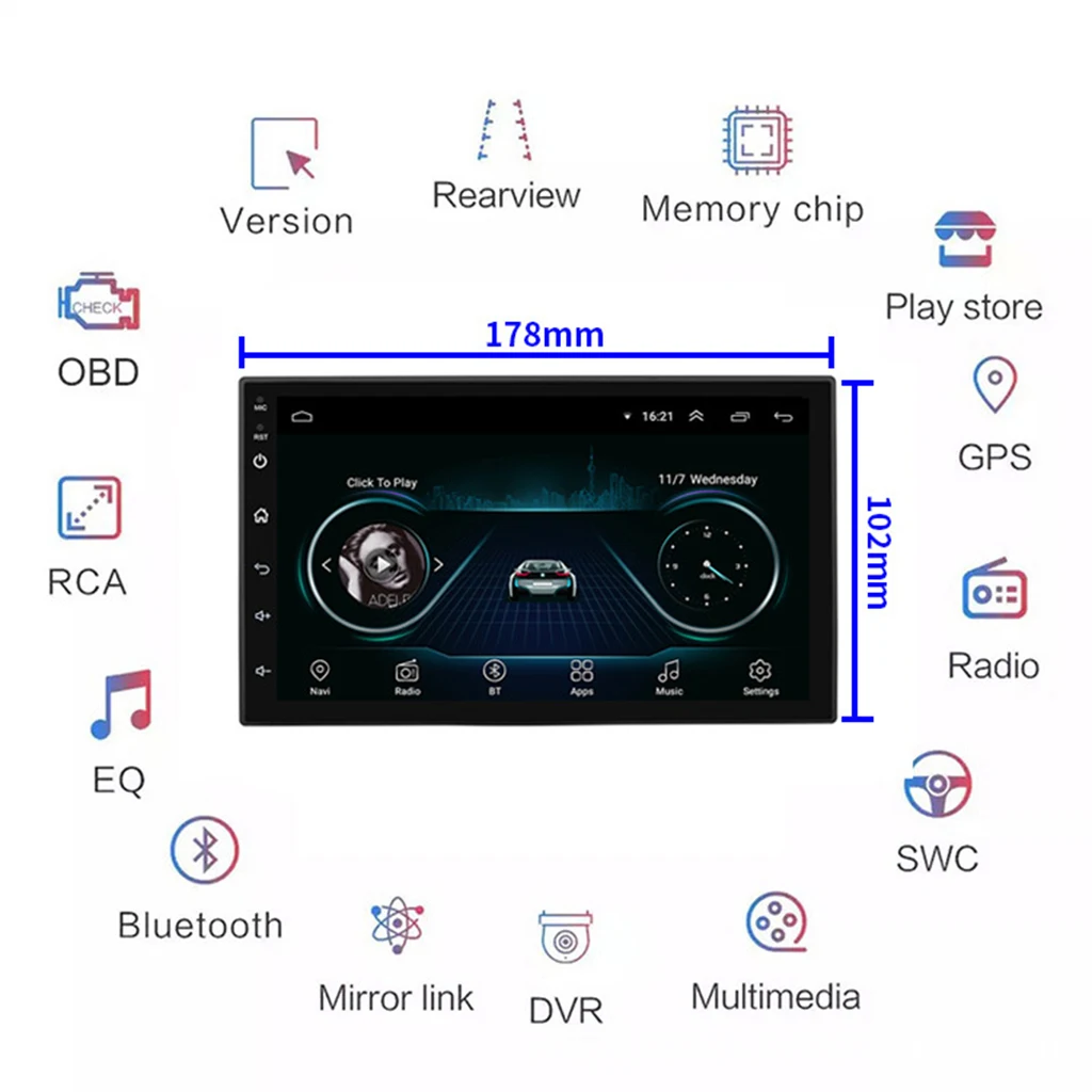 

Radio 2 Din Android Car StereoMultimedia Audio Player 9 Inch Cassette Recorder