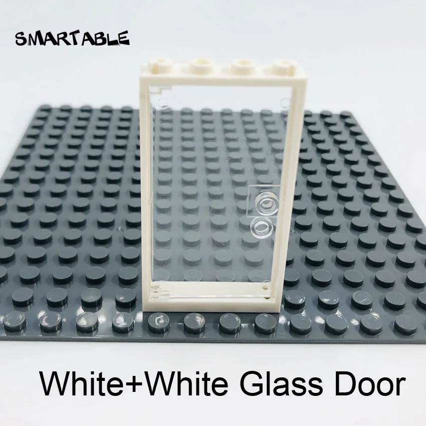 Smartable نافذة الباب 1x4x6 اللبنات MOC أجزاء مع الزجاج لعب للأطفال منزل متوافق جميع العلامات التجارية 60616 + 60596 20 قطعة/الوحدة