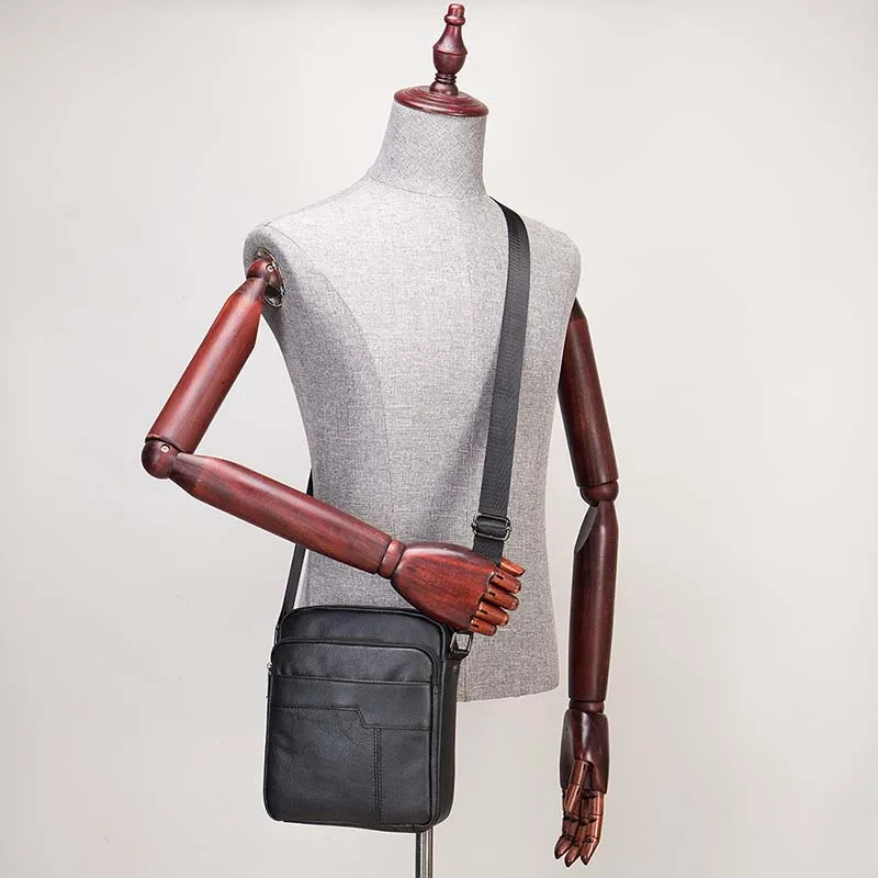 

Men's outdoor casual leather messenger bag square soft leather shoulder bag large capacity business travel briefcase