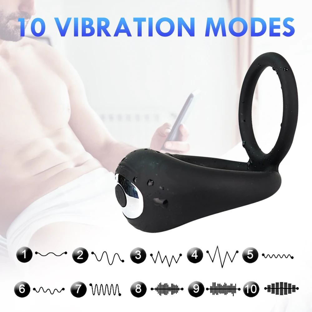 Двойное кольцо-вибратор Силиконовое кольцо на пенис массажер для задержки