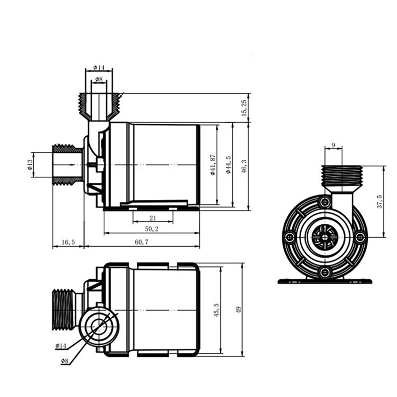 Погружной водяной насос с бесщеточным двигателем 800 л/ч 5 м 12 В постоянного тока