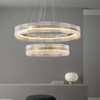 deyidn luxury chandelier light gray golden frosted glass pendant lamp living room dining hall bedroom water pattern glass light