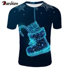 Летняя одежда для мужчин, блестящая Рождественская Подарочная футболка с 3D принтом, Повседневная Высококачественная модная Рождественская одежда с коротким рукавом