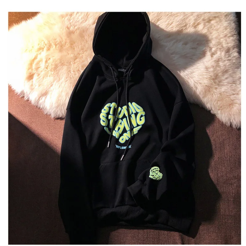 Новинка 2021 свободные модные толстовки с капюшоном и надписью для влюбленных