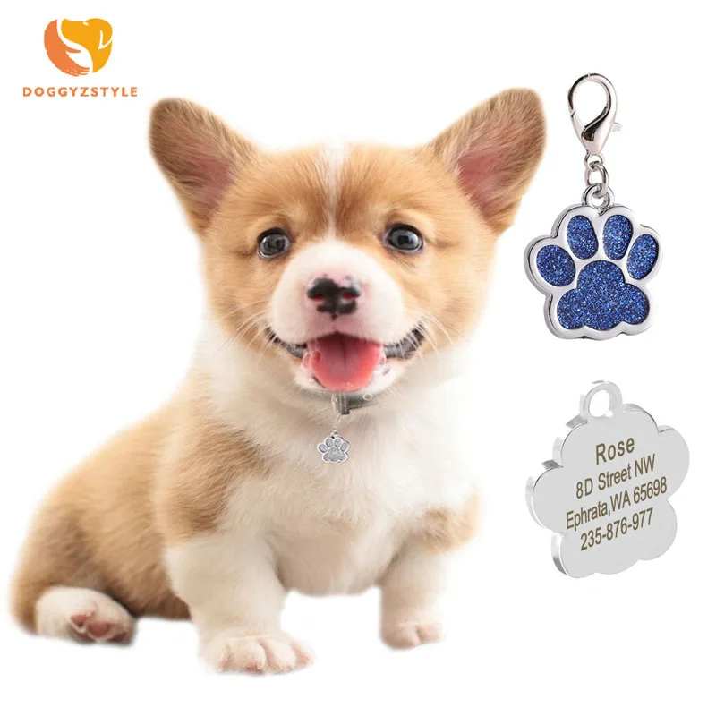 Персонализированные Бирки для собак побрякушки в форме лап с гравировкой котов