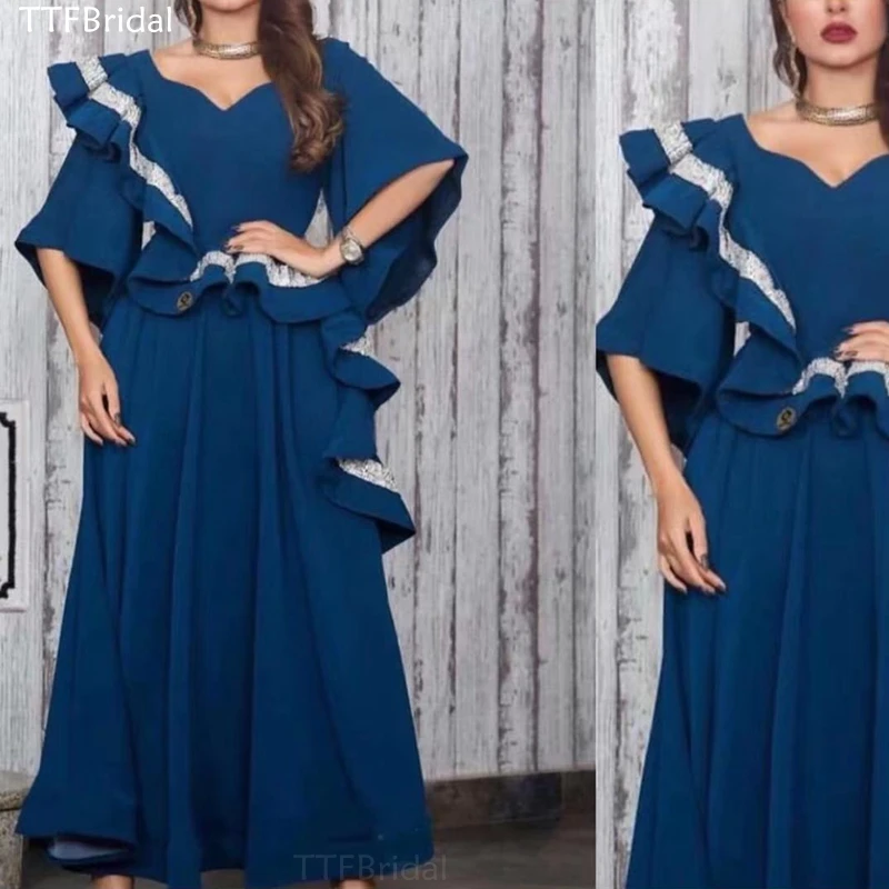 

Женское вечернее платье с оборками, длинное платье для выпускного вечера с V-образным вырезом, 2023