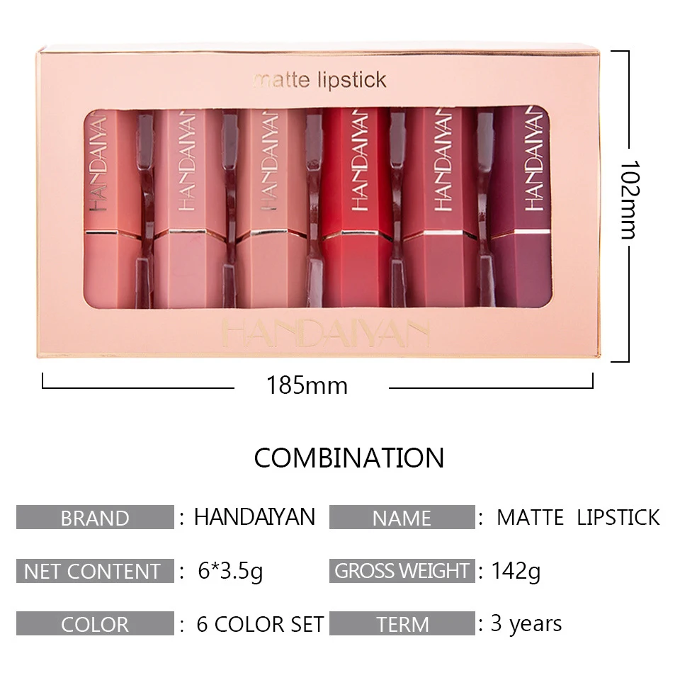 

6PCS Matte Lipstick Set Waterproof Velvet Lipsticks Long Lasting Maquiagem Makeup Lips Beauty Lip Stick Tint LIPSTICK Set