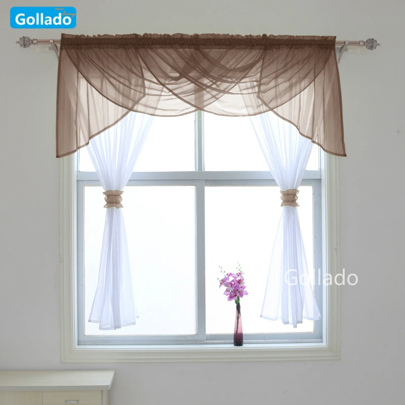 

Fashion Panel Curtains With Valance Sheer Voile Living room Window Drapes Home Decor 1 Set