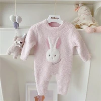 winter spring autumn 0 2y baby boy girl jumpsuit fleece infant toddler child pajamas romper warm cartoon baby sleepwear overalls