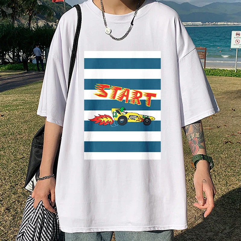 

Start Fire Car Stripped Sweatshirt Female Leisure Army Young Style Brother Vintage Top men t shirt Playeras Mujer