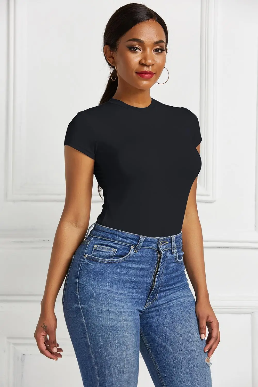 

Women Romper Summer lady Bodysuit O Neck Short Sleeve Sexy Skinny Short Casual Elastic Bodycon Body Mujer Beach Ladies Jumpsuit