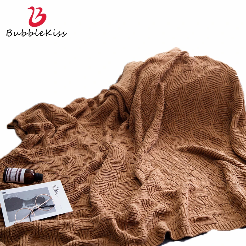 

Мягкое дорожное одеяло Bubble Kiss, портативное хлопковое вязаное шерстяное одеяло, однотонное дизайнерское одеяло, модные одеяла для кровати