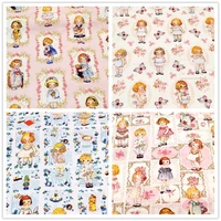 vintage tomato soup dolls butterfly cotton fabric by the yard diy needlework patchwork material sew children clothes dress