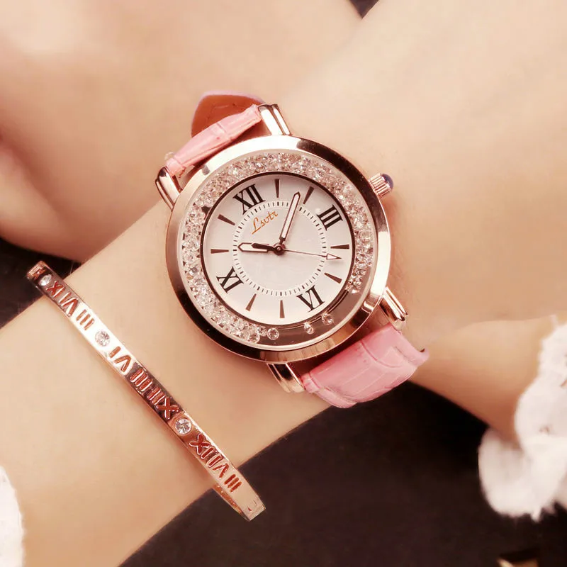 Часы наручные женские кварцевые с римскими цифрами кожа 2018