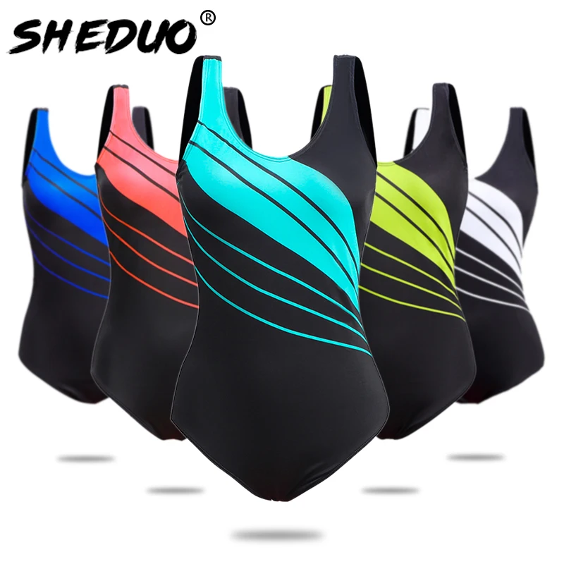 Купальник женский цельный с принтом спортивный 3XL 2020|Комбинезоны| |