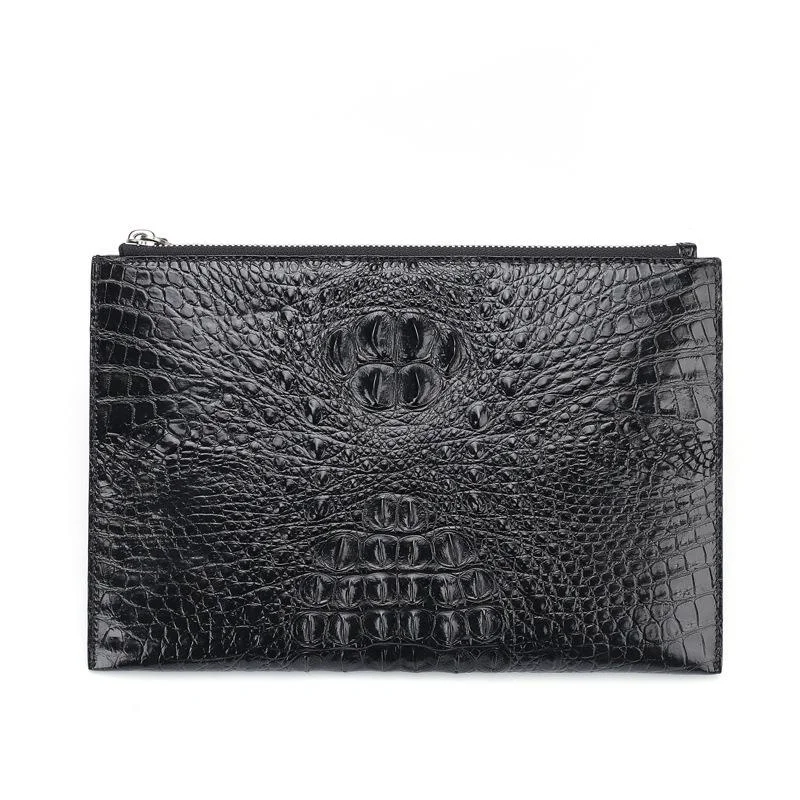 

New Alligator Skin Men's Business Clip Bag Leisure Luxury Genuine Leather Envelope Handbag High Quality Trend Clutch Bag Purse