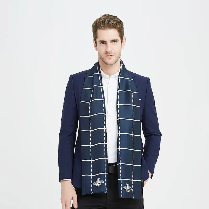 

New style silk scarf long business men's silk scarf with trend in Europe and America Autumn And Winter