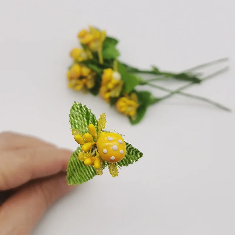 Новинка 10 шт./лот искусственный стемен гриб бутон букет листьев цветок для дома