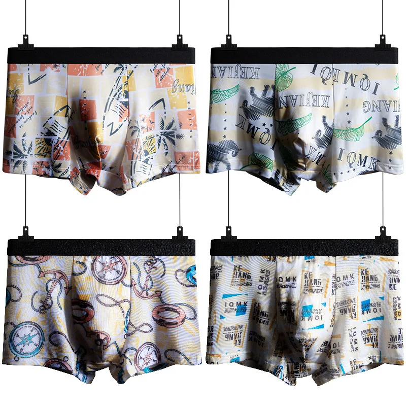 

Fashionable Men Underwear Boxer Print male Underpants Sexy Comfort Man Ice Silk Breathable Shorts Mens Panties