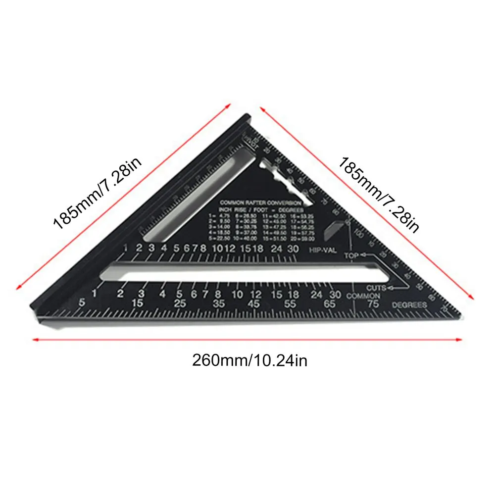 

Angle Ruler Metric Aluminum Alloy Triangular Measuring Ruler Woodwork Speed Square Triangle Angle Protractor
