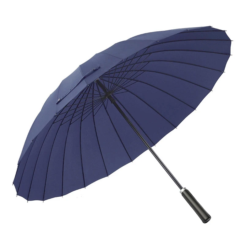 

24K Bone Wind Resistant Super Large Umbrella Men's Business Straight Pole Long Handle Umbrella PU Leather Handle